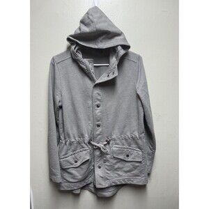 Lauren Ralph Lauren Utility Jacket Gray Snap Buttton Women's Medium Gray Hood